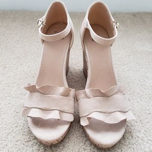 Time & Tru Ruffle Wedge Sandal